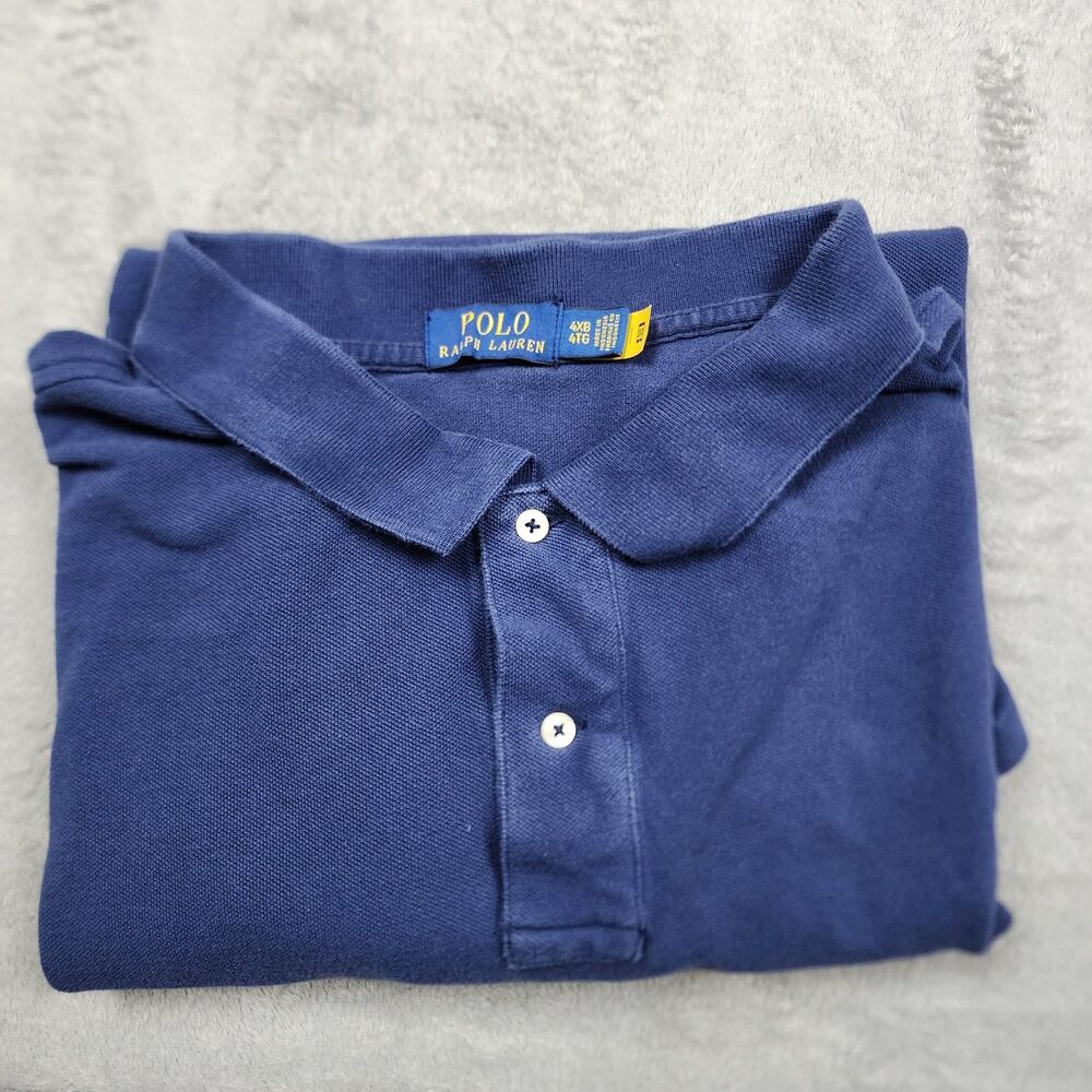 Polo Ralph Lauren Men's 4XB Blue Polo Shirt Red Logo Short Sleeve Classic Fit
